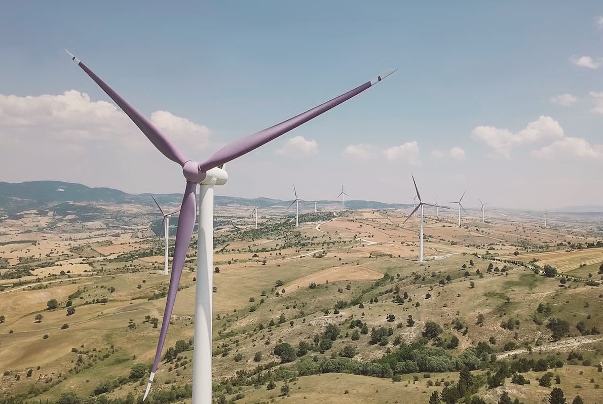 aydem purple wind turbines