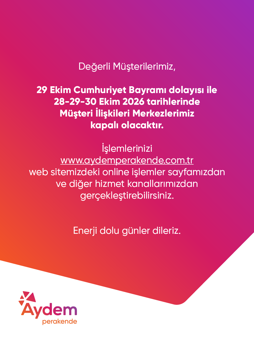 Aydem Perakende kampanya duyurusu